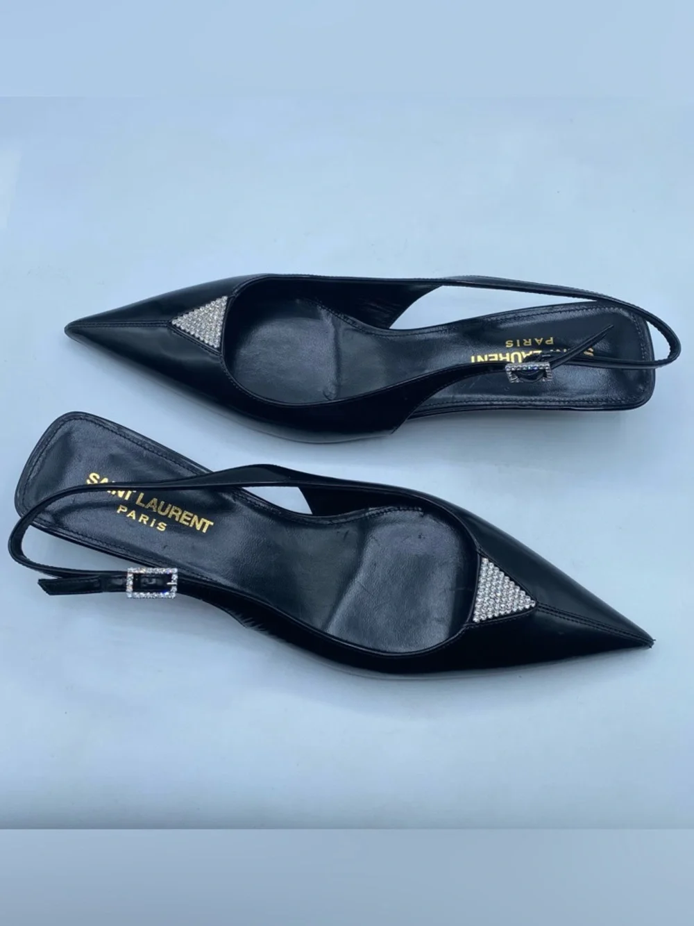 Saint Laurent Cherish Slingback Pumps with Crystal Accents - Picture 1 of 16